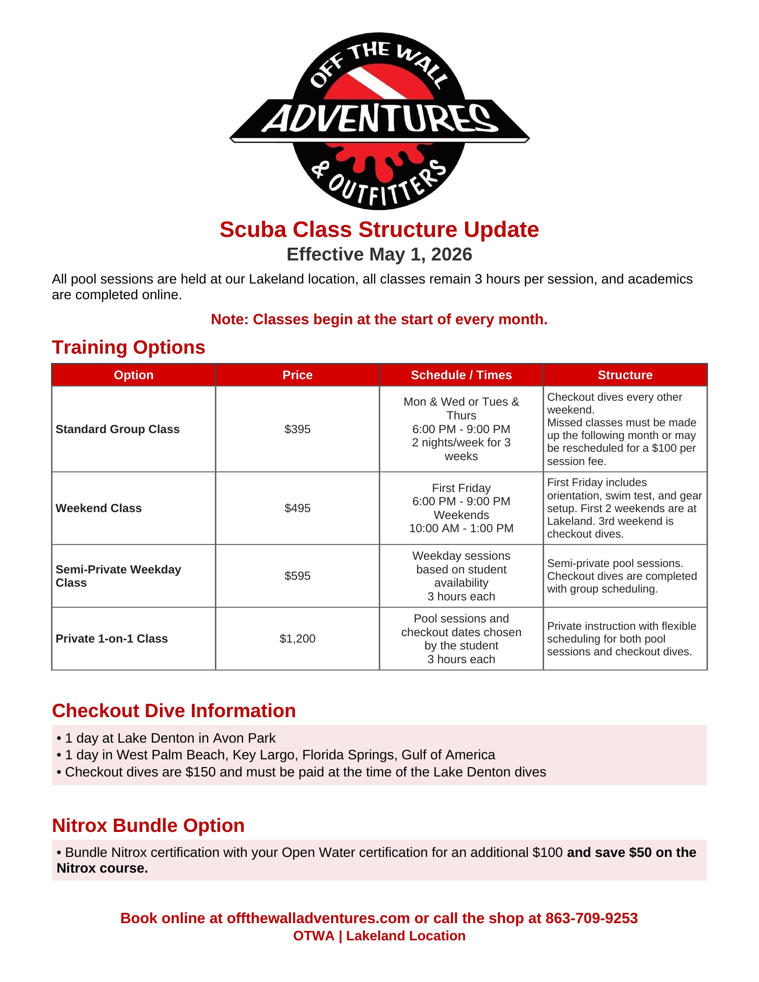 Open Water Standard Group Course