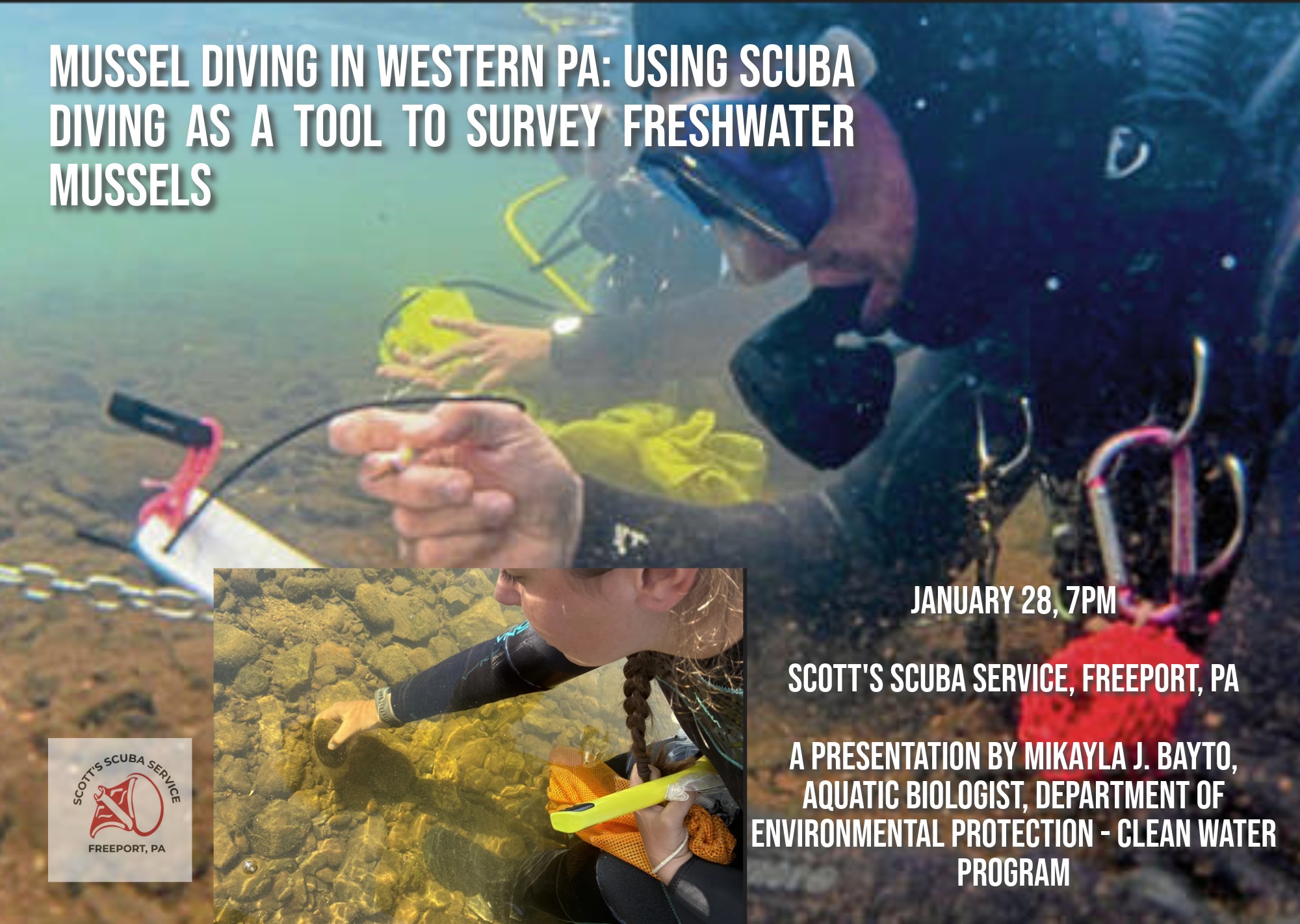 Mussel Diving in Western PA: Using Scuba Diving as a Tool to Survey Freshwater Mussels Mussel Diving in Western PA: Using Scuba Diving as a Tool to Survey Freshwater Mussels