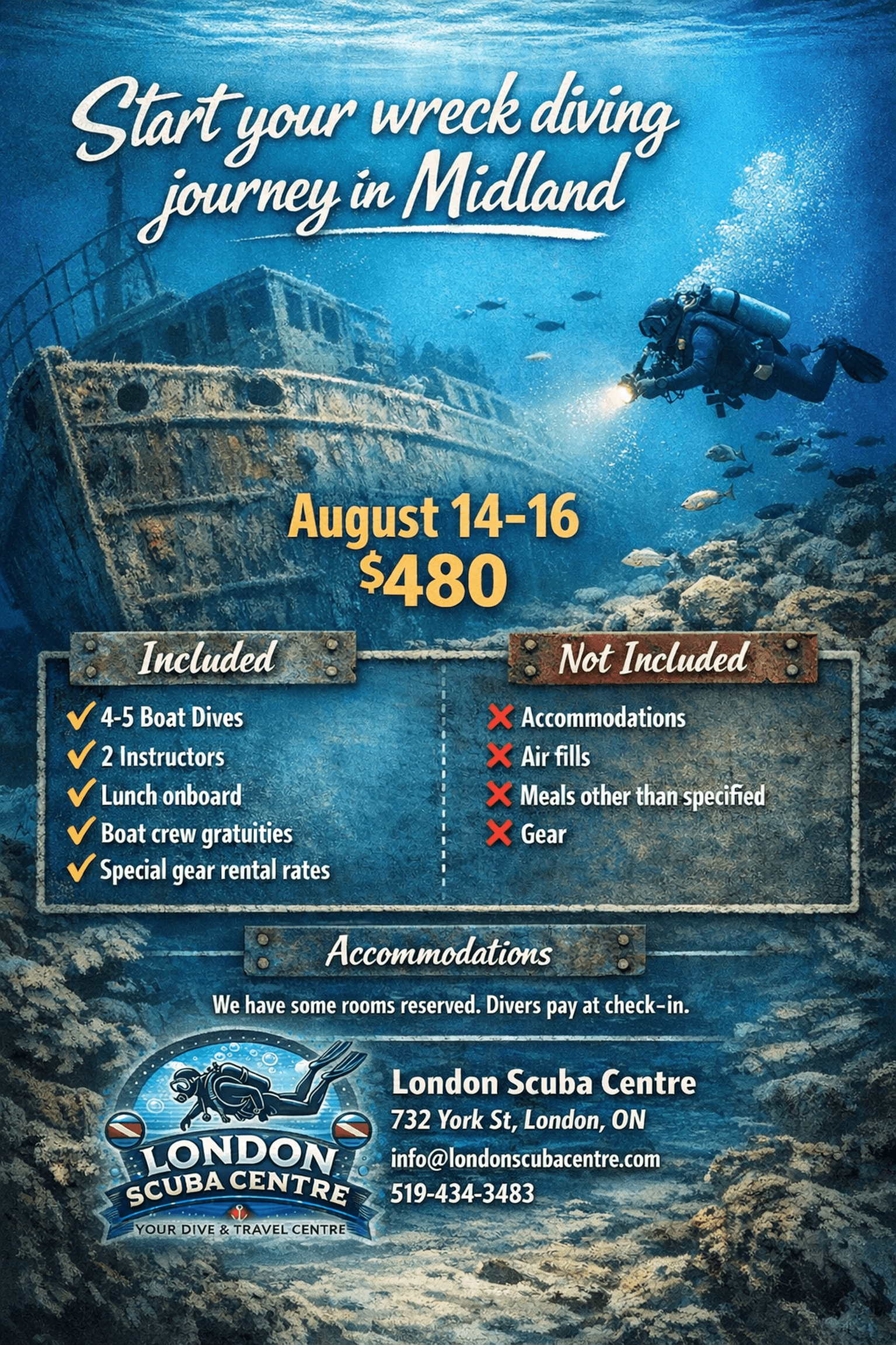 Start Your Wreck Diving Journey in Midland - Aug 14-16